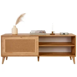 Mobile Porta tv Marrone Rovere un Ripiano Apertura a Ribalta 138x41x55h cm, Un'anta - Pesio