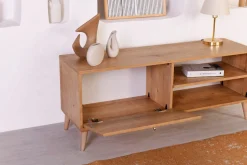 Mobile Porta tv Marrone Rovere un Ripiano Apertura a Ribalta 138x41x55h cm, Un'anta - Pesio