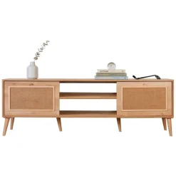 Mobile Porta tv Marrone Rovere un Ripiano Apertura a Ribalta 180x41x55h cm, 2 Ante - Leffe