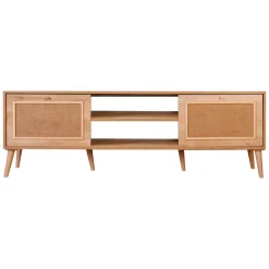 Mobile Porta tv Marrone Rovere un Ripiano Apertura a Ribalta 180x41x55h cm, 2 Ante - Leffe