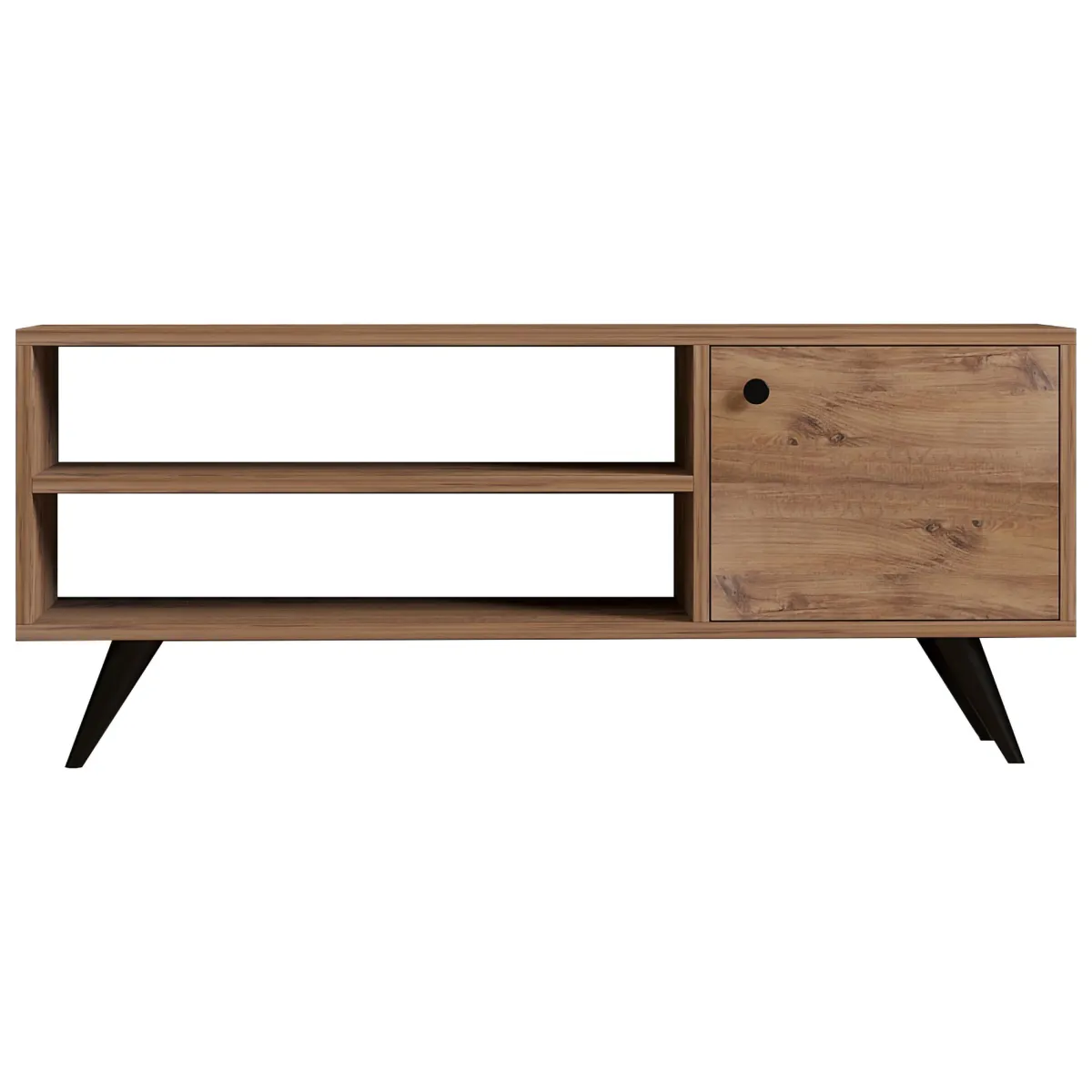 Mobili Porta Tv > Dmora Mobile Porta tv un Ripiano Un'anta 120x29x50h cm, 3 Vani - Spinola Marrone Rovere