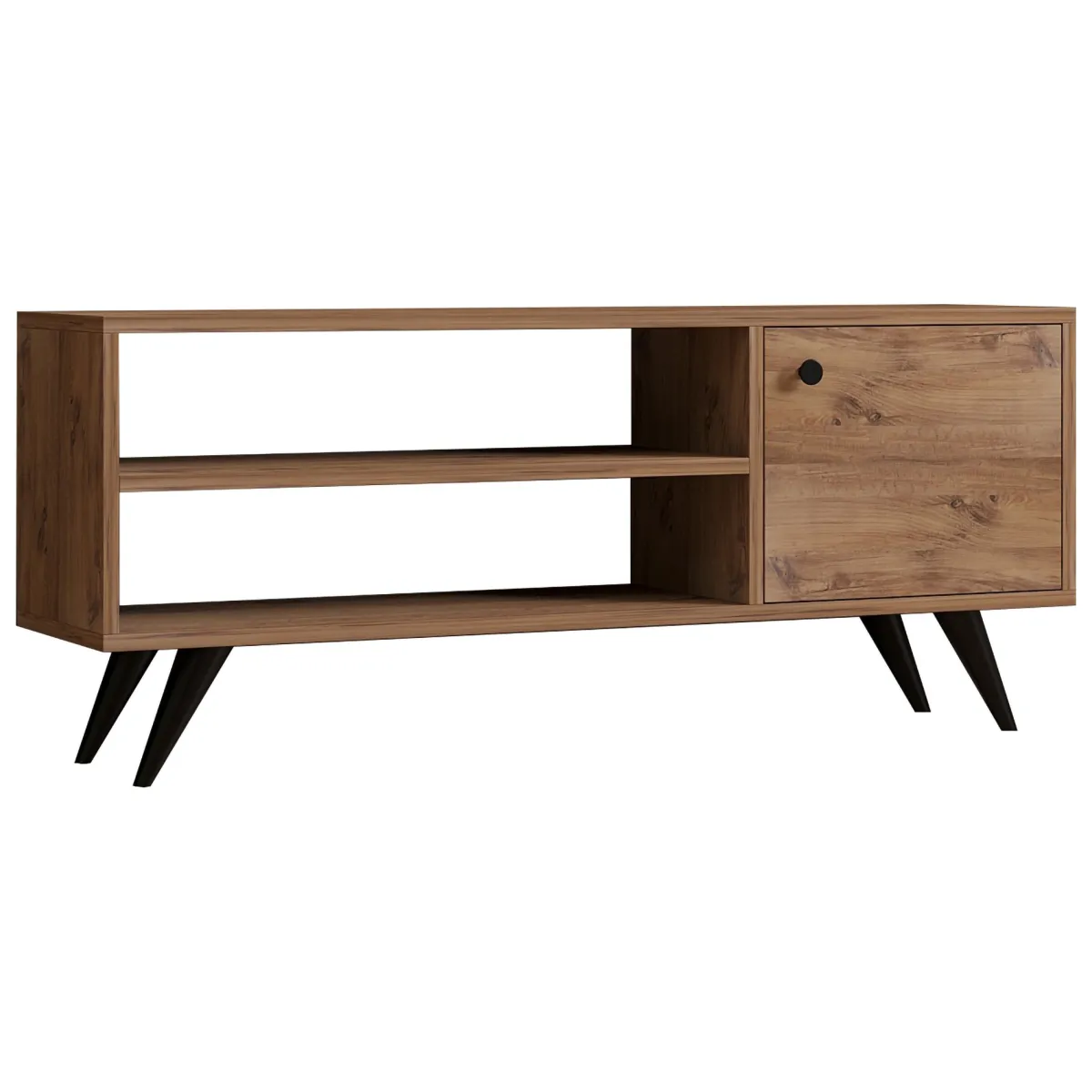 Mobili Porta Tv > Dmora Mobile Porta tv un Ripiano Un'anta 120x29x50h cm, 3 Vani - Spinola Marrone Rovere
