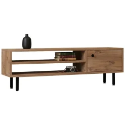 Mobile Porta tv Marrone Rovere un Ripiano Un'anta 120x30x38h cm, 3 Vani - Metomaha