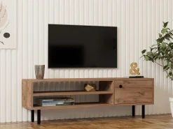 Mobile Porta tv Marrone Rovere un Ripiano Un'anta 120x30x38h cm, 3 Vani - Metomaha