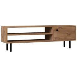 Mobile Porta tv Marrone Rovere un Ripiano Un'anta 120x30x38h cm, 3 Vani - Metomaha