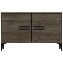 Mobili Porta Tv > Dmora Mobile Porta tv 2 Ripiani 4 Ante 120x30x75h cm, 4 Vani - Luzzi Marrone Scuro