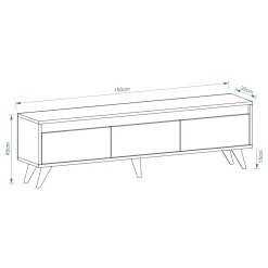 Mobile Porta tv Marrone Scuro 3 Vani 3 Ante 150x30x45h cm, Apertura a Ribalta - Romeno