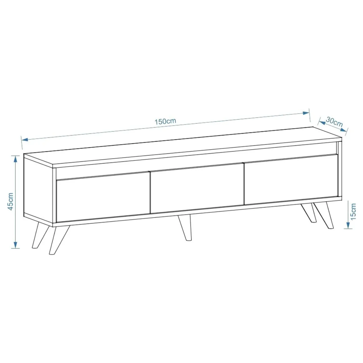 Mobile Porta tv Marrone Scuro 3 Vani 3 Ante 150x30x45h cm, Apertura a Ribalta - Romeno