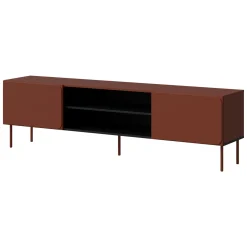 Mobile Porta tv Marrone Terracotta un Ripiano 2 Ante 200x42x57h cm, con Piedini in Metallo - Cesara