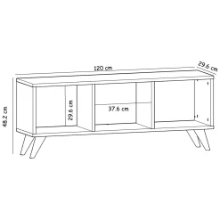 Mobile Porta tv Marrone 3 Vani Peso Supportato 40 kg 120x30x48h cm, Installazione a Terra - Sizzano