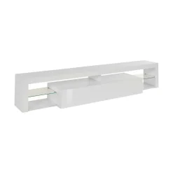 Mobile porta TV Meti, 200x40h35 cm, Bianco lucido