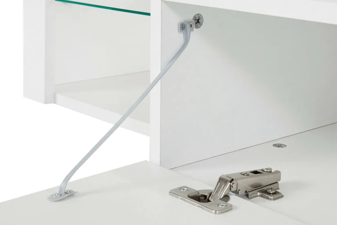 Mobile porta TV Meti, 200x40h35 cm, Bianco lucido