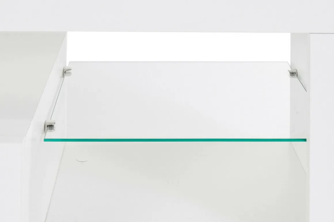 Mobile porta TV Meti, 200x40h35 cm, Bianco lucido