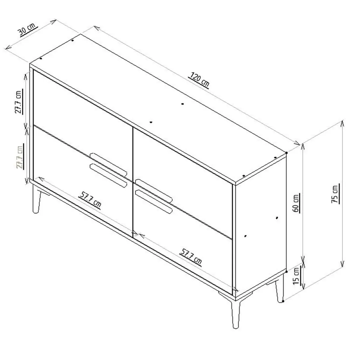 Mobili Porta Tv > Dmora Mobile Porta tv 2 Vani 2 Ante 160x25x40h cm, Apertura a Ribalta - Atestino Nero Antracite