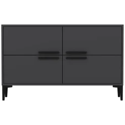 Mobili Porta Tv > Dmora Mobile Porta tv 2 Vani 2 Ante 160x25x40h cm, Apertura a Ribalta - Atestino Nero Antracite