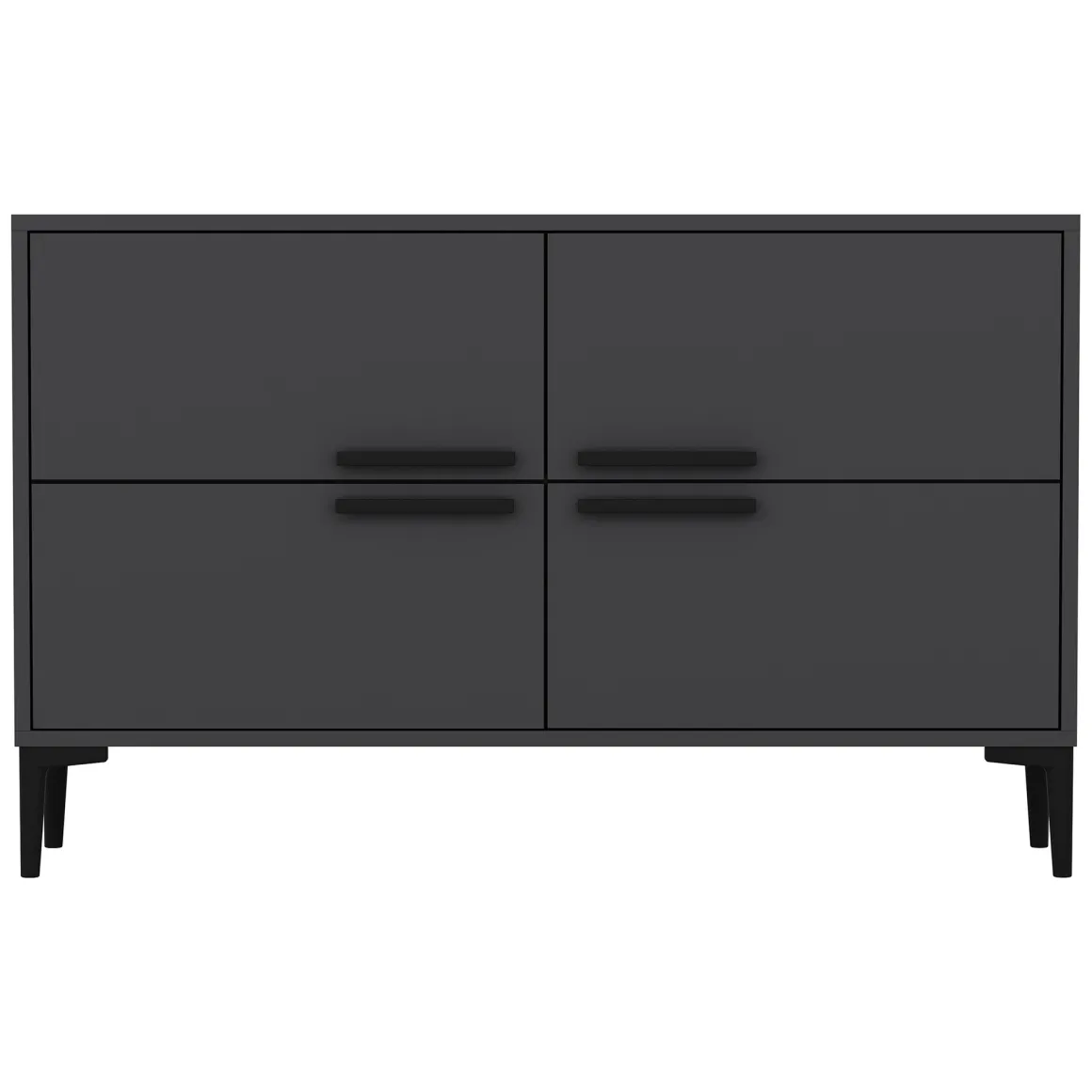 Mobili Porta Tv > Dmora Mobile Porta tv 2 Vani 2 Ante 160x25x40h cm, Apertura a Ribalta - Atestino Nero Antracite