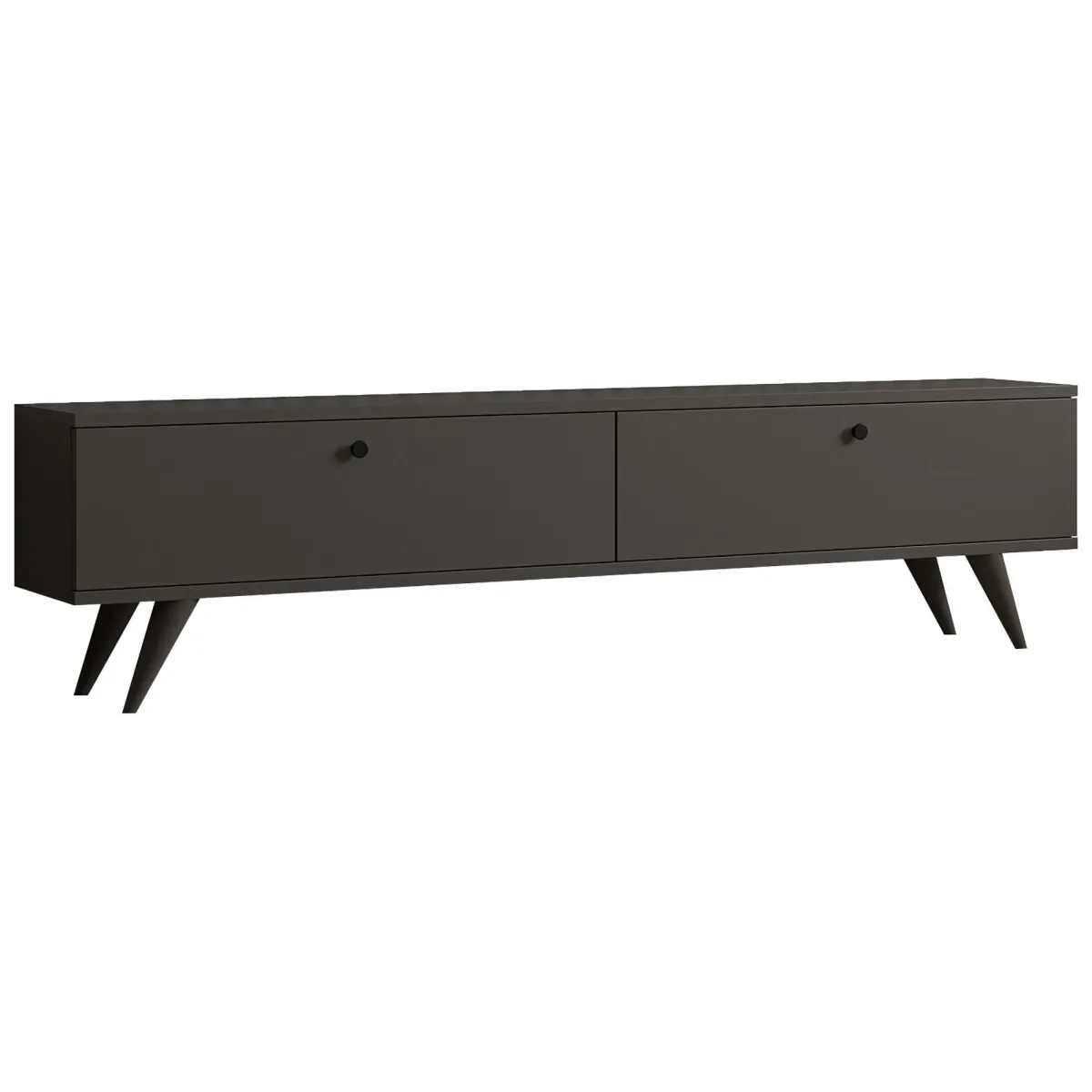 Mobili Porta Tv > Dmora Mobile Porta tv 2 Vani 2 Ante 160x25x40h cm, Apertura a Ribalta - Atestino Nero Antracite