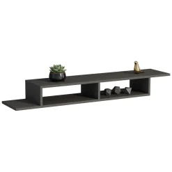 Mobili Porta Tv > Dmora Mobile Porta tv 3 Vani 3 Ante 160x32x35h cm, Apertura a Ribalta - Surrigone Nero Antracite