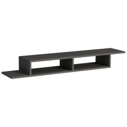 Mobili Porta Tv > Dmora Mobile Porta tv 3 Vani 3 Ante 160x32x35h cm, Apertura a Ribalta - Surrigone Nero Antracite