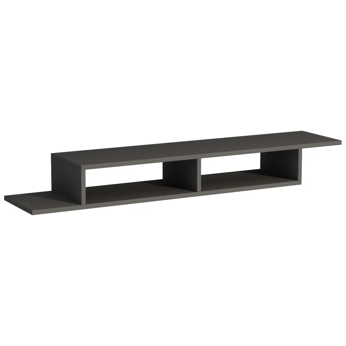 Mobili Porta Tv > Dmora Mobile Porta tv 3 Vani 3 Ante 160x32x35h cm, Apertura a Ribalta - Surrigone Nero Antracite