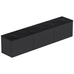 Mobili Porta Tv > Dmora Mobile Porta tv 3 Vani 3 Ante 160x32x35h cm, Apertura a Ribalta - Surrigone Nero Antracite