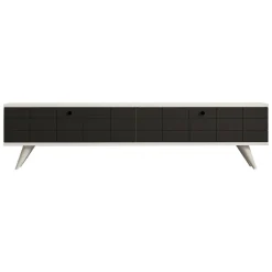 Mobili Porta Tv > Dmora Mobile Porta tv Nero Antracite Bianco Un'anta Apertura a Ribalta 120x25x37h cm, 2 Vani - Taurasi Bianco, Nero Antracite