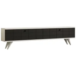 Mobili Porta Tv > Dmora Mobile Porta tv Nero Antracite Bianco Un'anta Apertura a Ribalta 120x25x37h cm, 2 Vani - Taurasi Bianco, Nero Antracite