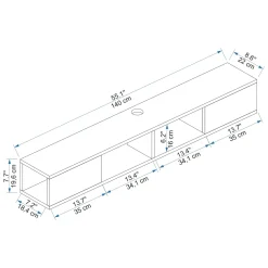 Mobile Porta tv Nero Antracite Marrone Noce 2 Ante Peso Supportato 40 kg 140x22x20h cm, Installazione Sospeso - Ispica