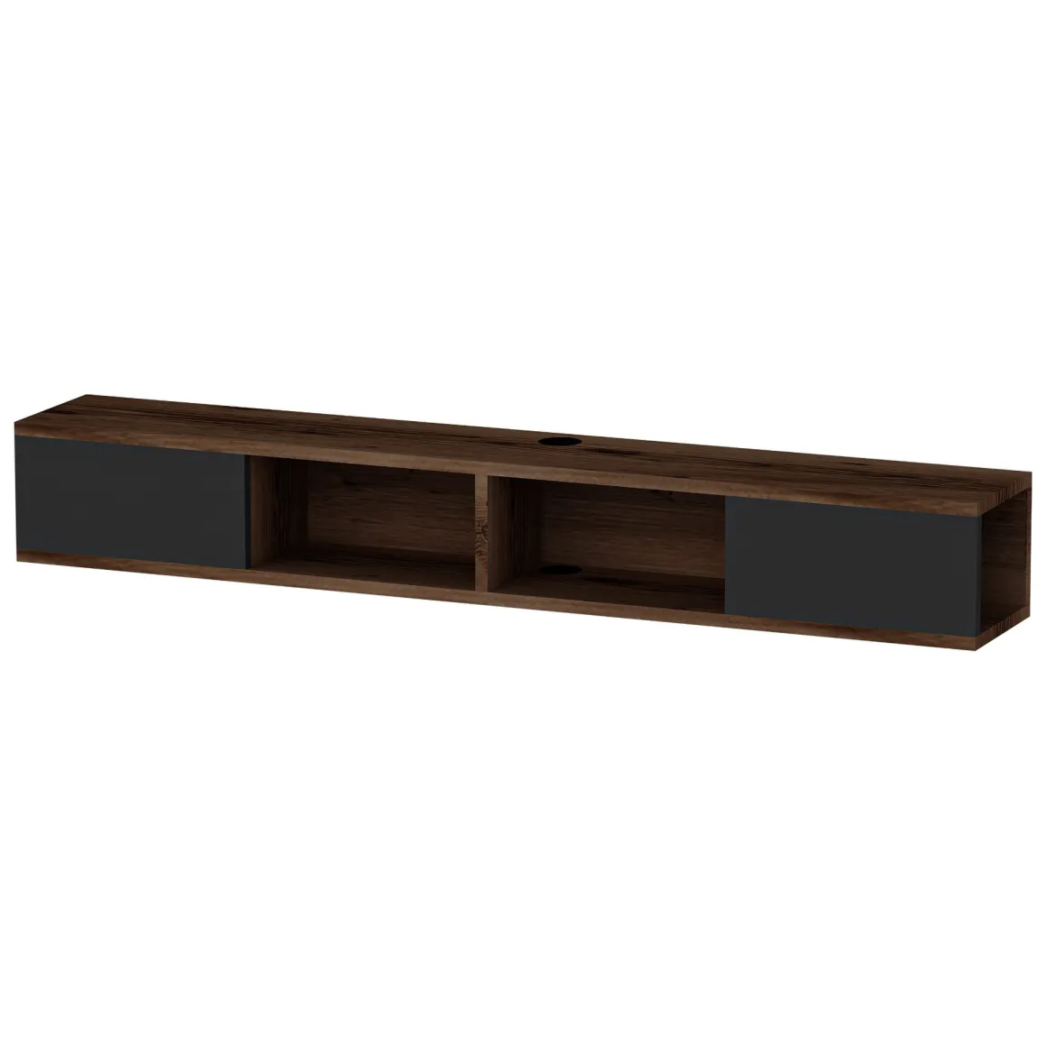 Mobile Porta tv Nero Antracite Marrone Noce 2 Ante Peso Supportato 40 kg 140x22x20h cm, Installazione Sospeso - Ispica