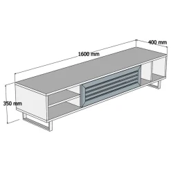 Mobile Porta tv Nero Antracite Marrone Noce un Ripiano Un'anta 160x40x35h cm, 5 Vani - Sovico