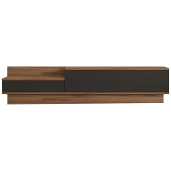 Mobili Porta Tv > Dmora Mobile Porta tv Nero Antracite Marrone Rovere 2 Ripiani 2 Ante 150x35x47h cm, 5 Vani - Filetto Marrone Rovere, Nero Antracite