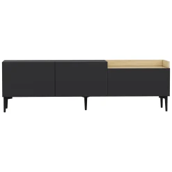 Mobile Porta tv Nero Antracite Marrone Rovere 3 Ante Apertura a Ribalta 160x37x48h cm, 3 Vani - Postal