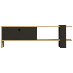 Mobili Porta Tv > Dmora Mobile Porta tv Nero Antracite Marrone Rovere un Ripiano 2 Ante 160x30x37h cm, 4 Vani - Tribano Marrone Rovere, Nero Antracite