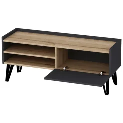 Mobili Porta Tv > Dmora Mobile Porta tv Nero Antracite Marrone Rovere un Ripiano Un'anta 120x39x50h cm, 3 Vani - Molinara Marrone Rovere, Nero Antracite