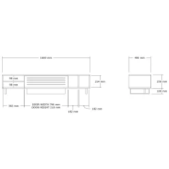 Mobile Porta tv Nero Antracite Marrone Rovere un Ripiano Un'anta 160x40x35h cm, 5 Vani - Sovico