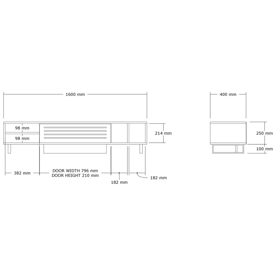 Mobile Porta tv Nero Antracite Marrone Rovere un Ripiano Un'anta 160x40x35h cm, 5 Vani - Sovico