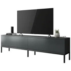 Mobile Porta tv Nero Antracite Nero Cassetti un Ripiano 180x30x47h cm, 2 Ante - Espero