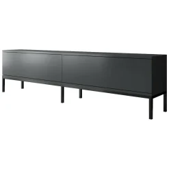 Mobile Porta tv Nero Antracite Nero Cassetti un Ripiano 180x30x47h cm, 2 Ante - Espero