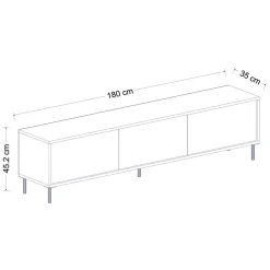 Mobile Porta tv Nero Antracite oro 3 Ante Ripiano Effetto Marmo 180x35x45h cm, 3 Vani - Vicchio