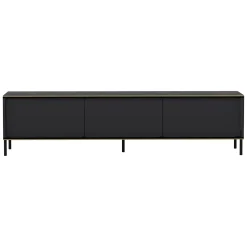 Mobile Porta tv Nero Antracite oro 3 Ante Ripiano Effetto Marmo 180x35x45h cm, 3 Vani - Vicchio