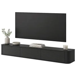 Mobili Porta Tv > Dmora Mobile Porta tv 3 Cassetti un Ripiano 200x34x28h cm, 3 Vani - Kahate Nero