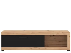 Mobili Porta Tv > Dmora Mobile Porta tv Nero Marrone Rovere Nodi 2 Ripiani Un'anta 162x41.5x43.5h cm, Ripiano in Vetro - Pompu Marrone, Nero Rovere Nodi