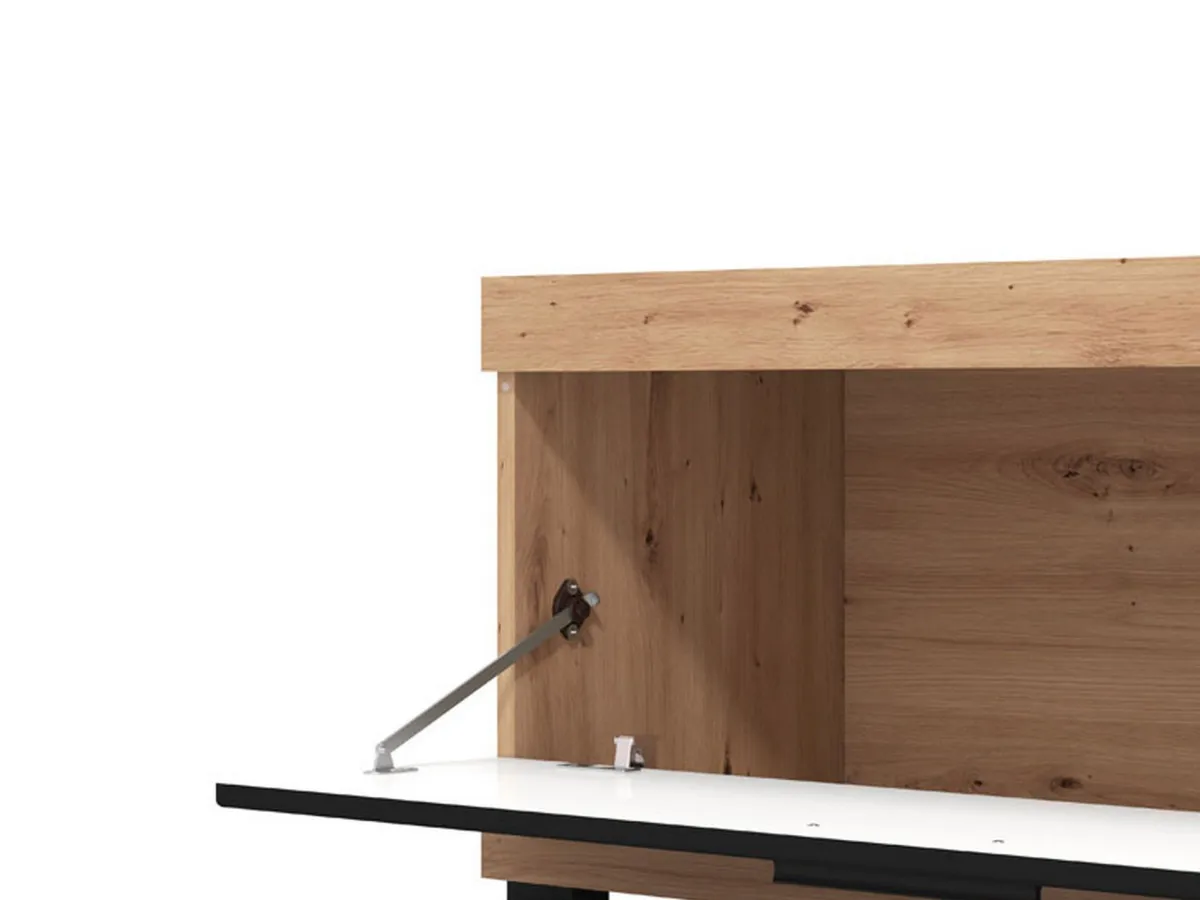 Mobili Porta Tv > Dmora Mobile Porta tv Nero Marrone Rovere Nodi 2 Ripiani Un'anta 162x41.5x43.5h cm, Ripiano in Vetro - Pompu Marrone, Nero Rovere Nodi