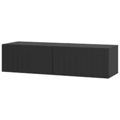 Mobile Porta tv Nero Nero Antracite un Ripiano 2 Ante 128x42x32h cm, 2 Vani - Vetto