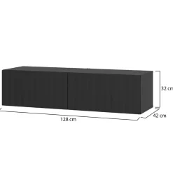 Mobile Porta tv Nero Nero Antracite un Ripiano 2 Ante 128x42x32h cm, 2 Vani - Vetto