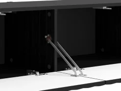 Mobile Porta tv Nero Nero Antracite un Ripiano 2 Ante 128x42x32h cm, 2 Vani - Vetto