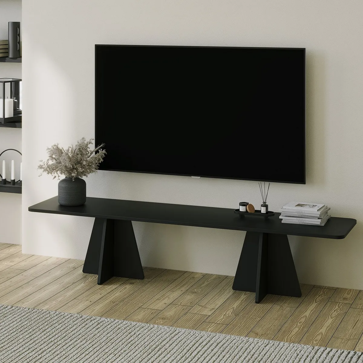 Mobili Porta Tv > Dmora Mobile Porta tv Peso Supportato 40 kg Installazione a Terra 180x42x40h cm, - Cairano Nero