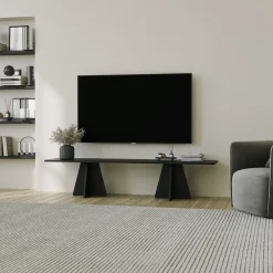 Mobili Porta Tv > Dmora Mobile Porta tv Peso Supportato 40 kg Installazione a Terra 180x42x40h cm, - Cairano Nero