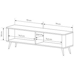 Mobili Porta Tv > Dmora Mobile Porta tv 2 Ripiani 2 Ante 163x38x51h cm, Ante Effetto Rigato con Piedini - Kalase Nero