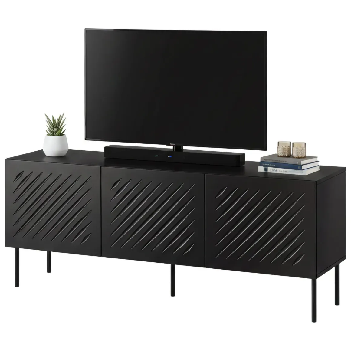 Mobile Porta tv Nero un Ripiano 150.5x42x60h cm, Cassetti - Termoli
